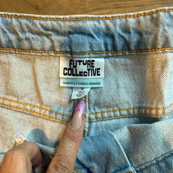 Future Collective Light Blue Denim Jean ShortsPlus SZ 30 - Picture 2 of 2